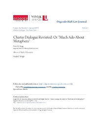 Charter Dialogue Revisited: Or "Much Ado About Metaphors" Peter W