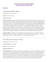 Comparative Literary Studies Program Course Descriptions 2013-2014