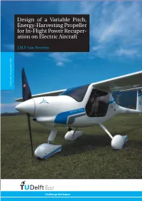 Design of a Variable Pitch, Energy-Harvesting Propeller for In-Flight Power Recuper- Ation on Electric Aircraft