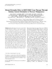 Distant Bystander Effect of REIC/DKK3 Gene Therapy Through Immune System Stimulation in Thoracic Malignancies