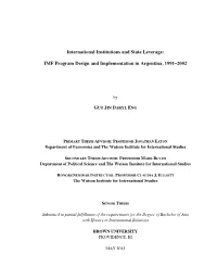 IMF Program Design and Implementation in Argentina, 1991–2002