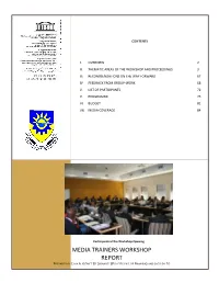 Media Trainers Workshop Report Prepared by Elva A