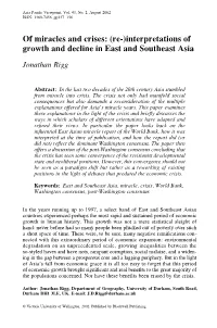 Of Miracles and Crises: (Re-)Interpretations of Growth and Decline in East and Southeast Asia