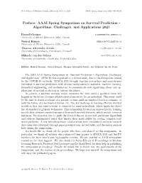 Preface: AAAI Spring Symposium on Survival Prediction - Algorithms, Challenges, and Applications 2021