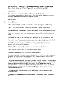 PROPOSED Co-Ordinated Admissions Scheme for Middle and High Schools in the Area of North Tyneside Local Authority 2021