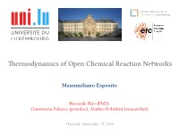 Thermodynamics of Open Chemical Reaction Networks