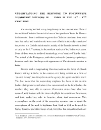 Understanding the Response to Portuguese Missionary Methods in India in the 16Th – 17Th Centuries