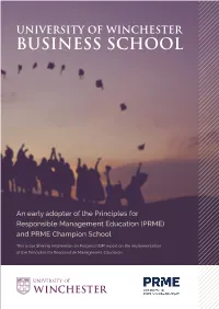 University of Winchester PRME Report