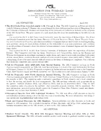 Association for Symbolic Logic