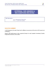 External Csr Awards & Recognitions Received