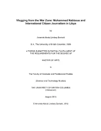 Mohammed Nabbous and International Citizen Journalism in Libya