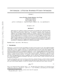 Opytimizer:Anature-Inspired Python Optimizer