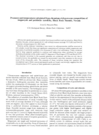 Pressures and Temperatures Calculated from Chromium-Rich