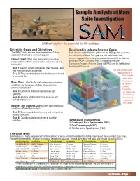 Sample Analysis at Mars Suite Investigation