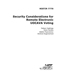 Security Considerations for Remote Electronic UOCAVA Voting