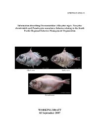 SPRFMO4 SWG 11 Species Profile