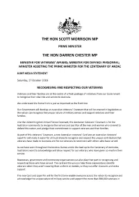 The Hon Scott Morrison Mp the Hon Darren Chester Mp