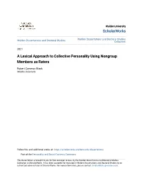 A Lexical Approach to Collective Personality Using Nongroup Members As Raters