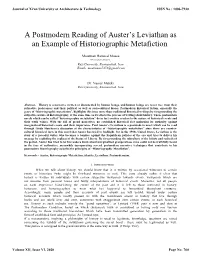 A Postmodern Reading of Auster's Leviathan As an Example of Historiographic Metafiction
