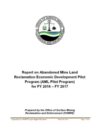 AML Pilot Program) for FY 2016 – FY 2017
