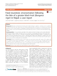 Bungarus Niger) in Nepal: a Case Report Deb Prasad Pandey1*, Sanjib Kumar Sharma2, Emilie Alirol3,4, François Chappuis3 and Ulrich Kuch5