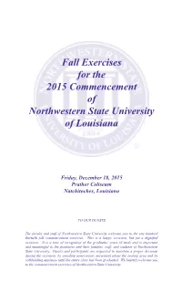 Fall Exercises for the 2015 Commencement of Northwestern State University of Louisiana