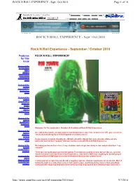 Sept / Oct 2010 Rock N Roll Experience