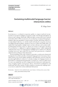 Sustaining Multimodal Language Learner Interactions Online