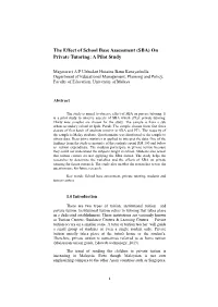 The Effect of School Base Assessment (SBA) on Private Tutoring: a Pilot Study