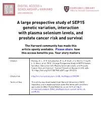 A Large Prospective Study of SEP15 Genetic Variation, Interaction with Plasma Selenium Levels, and Prostate Cancer Risk and Survival