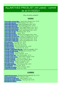 ALLNATIVES PRICELIST (All Listed) - Current As at 01/10/2021