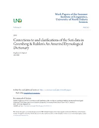 Corrections to and Clarifications of the Seri Data in Greenberg & Ruhlen's