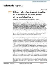Efficacy of Systemic Administration of Riboflavin on a Rabbit Model
