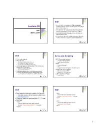 Lecture 28 Scripting Language Used to Create Dynamic Web Pages (Like Perl Open Source)