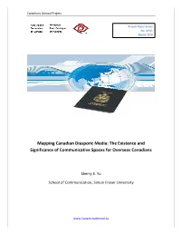 Mapping Canadian Diasporic Media: the Existence and Significance of Communicative Spaces for Overseas Canadians
