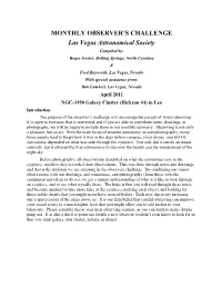 NGC-3190 Galaxy Cluster (Hickson 44) in Leo Introduction the Purpose of the Observer’S Challenge Is to Encourage the Pursuit of Visual Observing