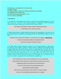 Universae Ecclesiae with Comments