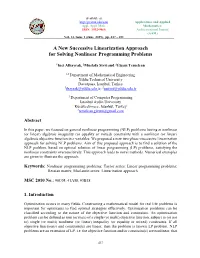 A New Successive Linearization Approach for Solving Nonlinear Programming Problems