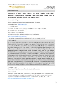 Assessment of Lake Water Quality by Using Trophic State Index Indicators