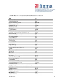 Authorised Asset Managers of Collective Investment Schemes