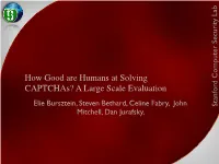 How Good Are Humans at Solving Captchas? a Large Scale Evaluation