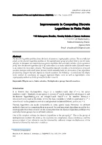 Improvements in Computing Discrete Logarithms in Finite Fields