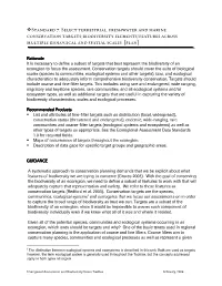 Select Terrestrial, Freshwater and Marine Conservation Targets/Biodiversity Elements/Features Across Multiple Biological and Spatial Scales