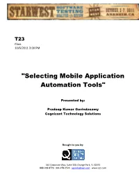 "Selecting Mobile Application Automation Tools"