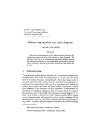 Unknotting Number and Knot Diagram 1 Introduction