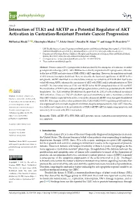 Interaction of TLK1 and AKTIP As a Potential Regulator of AKT Activation in Castration-Resistant Prostate Cancer Progression