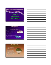 Lesson 2: the Nature of Real Property