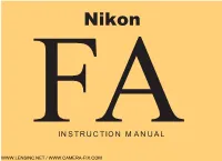 Nikon FA/Speedlight Combination Chart