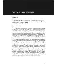 In Wakefield's Wake: Rescuing New York's Enterprise Corruption