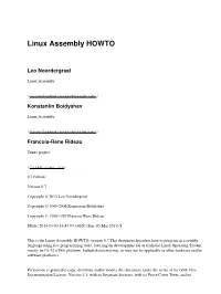 Linux Assembly HOWTO